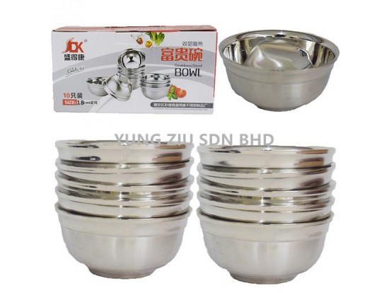 (10P/BOX)18CM STAINLESS STEEL RICH BOWL(SDK)